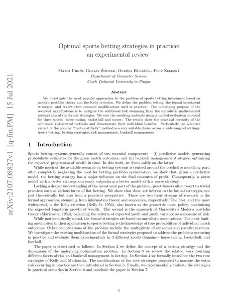 arbitrage betting strategy pdf|(PDF) Optimal sports betting strategies in practice: an .